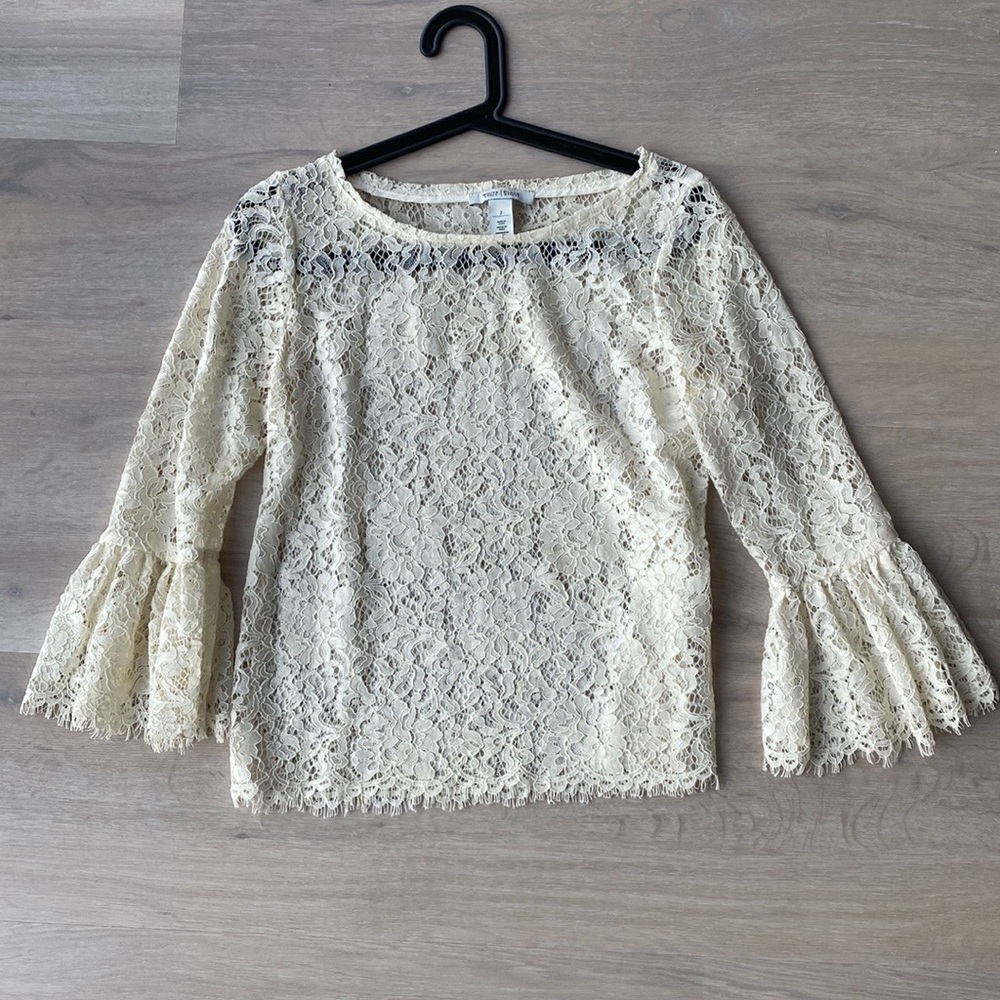 White House black market ivory lace top